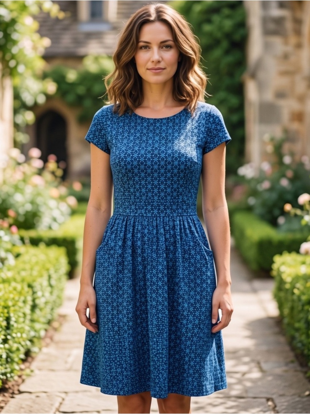 Boden Blue Amelie Short-Sleeve dress